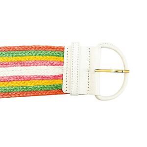 Guy Laroche France Vintage Rattan Straw Colorful Belt Size 30